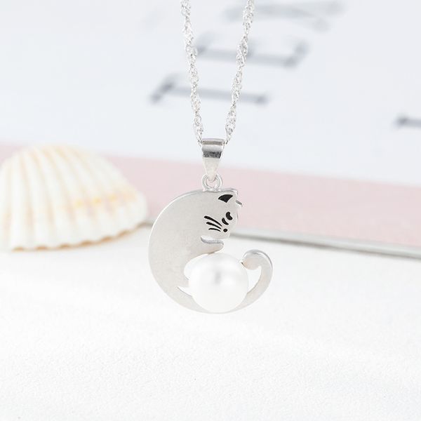

south korea restores ancient ways temperament matte light pearl pendant female s925 silver collarbone necklaces diy empty hold silver pendan