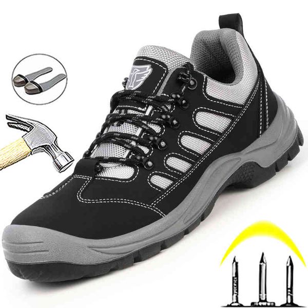 

dress shoes construction safety men work anti-puncture sneaker steel toe indestructible protective industrial boots t79r, Black