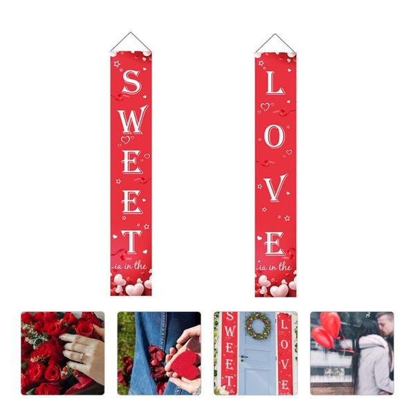 

shower curtains 1 pair party decor valentine couplet door hanging pendant festival flag ornament