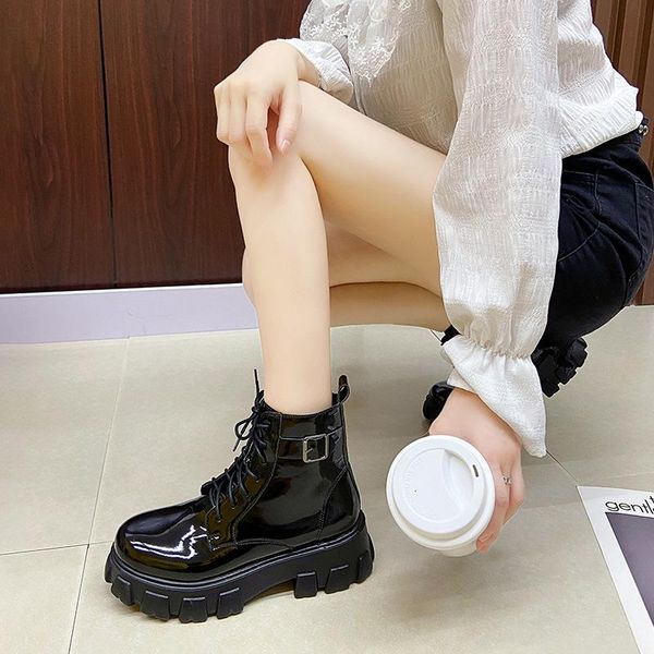 

boots shoes women anklet round toe thick sole comfortable platform snow for woman winter female keep warm botas de mujer, Black