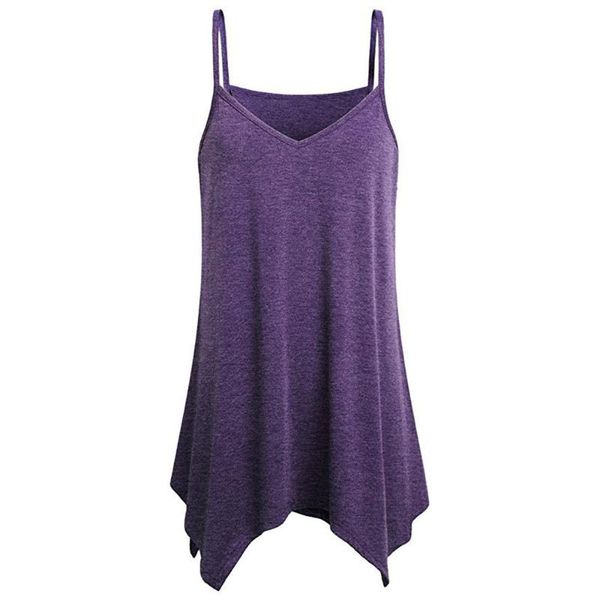 

women's tanks & camis women casual tank irregular hem summer loose v neck cami solid color thin strappy vest daily wear female, White