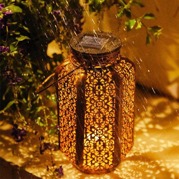 

decorative objects & figurines eye-catching safe ip54 waterproof led hexagon hanging light wrought iron lantern lamp durable for yard
