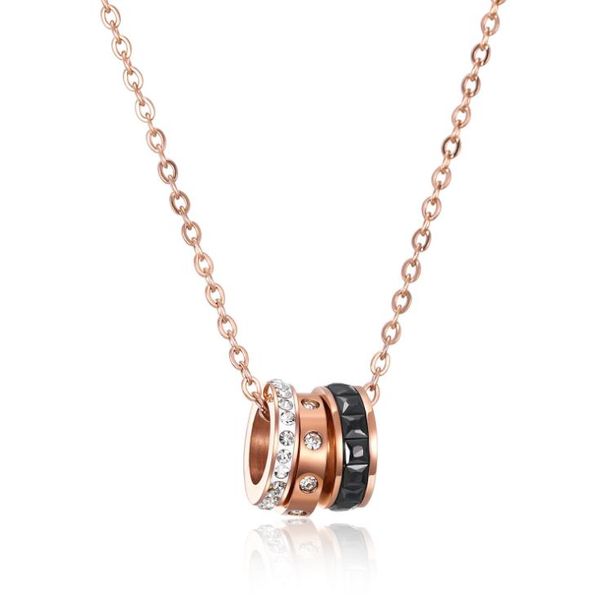 

designer jewelry women's stainless steel cz trio-ring choker necklaces girlfriend's gift fashion accessories student's jewell, Silver
