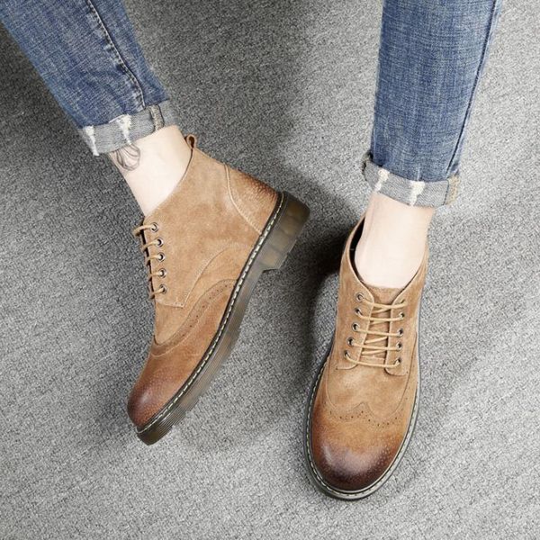 

designer genuine black ankle martins men shoes leather boots botas hombre