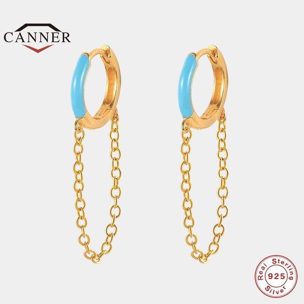 

hoop & huggie canner fashion enamel 925 sterling silver gold color earrings for women round piercing earings jewelry accessories, Golden;silver