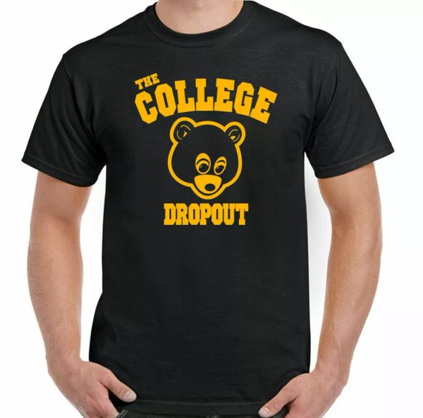 

the college dropout t-shirt mens kanye west drop out top, White;black