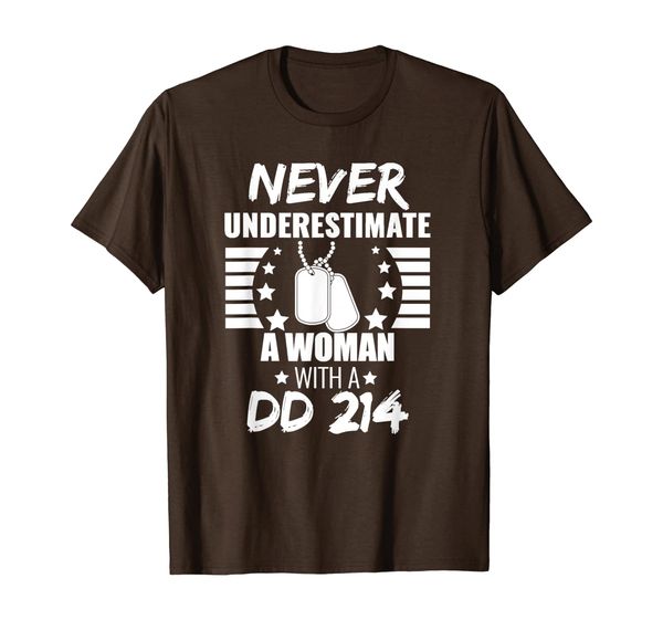 

never underestimate a woman dd 214 t-shirt veteran's day, White;black
