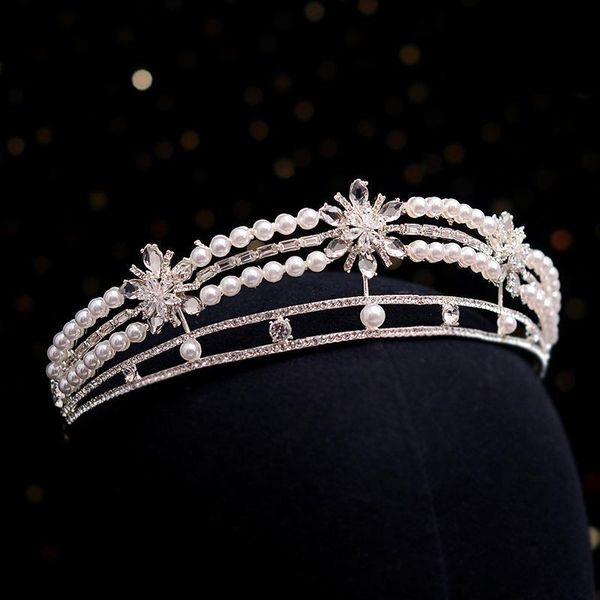 

hair clips & barrettes luxury flower pearl rhinestone crystal wedding crowns bridal tiaras headband women pageant diadem jewelry accessories, Golden;silver
