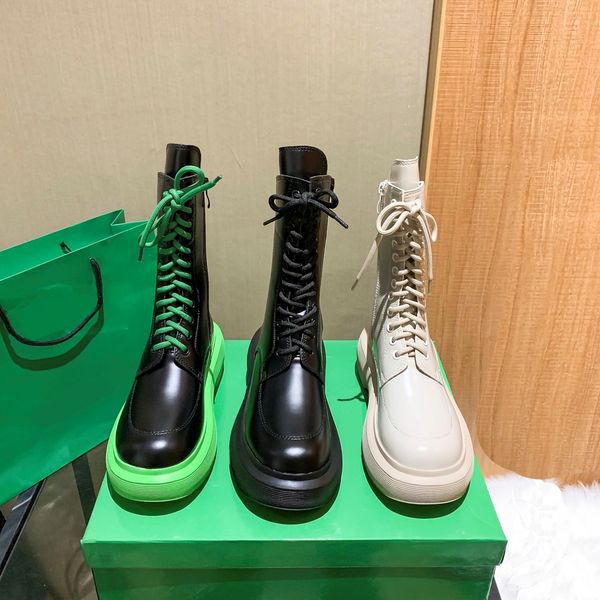 

designer luxury tire leather boots ladies ankle cowskin chelsea haif boot autumn winter classic fashion lace up round toe shoe quality, Black
