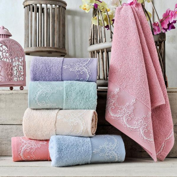

towel luxury soft embroidered towels 100% cotton bathroom absorbent beach 6/12 pcs 50x90cm 90x150cm from turkey