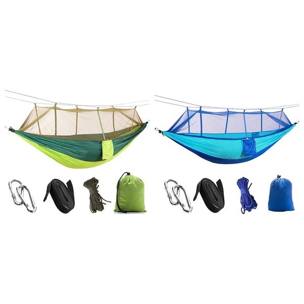 

camping hammock with mosquito lightweight parachute fabric travel bed for hiking, backpacking, backyar braid line