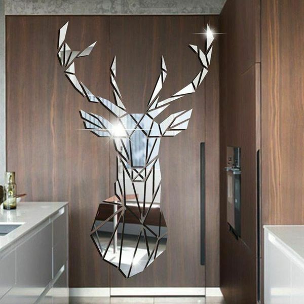 

wall stickers deer mirror 3d big acrylic diy animal living room home decoration mural multiple sizes bedroom