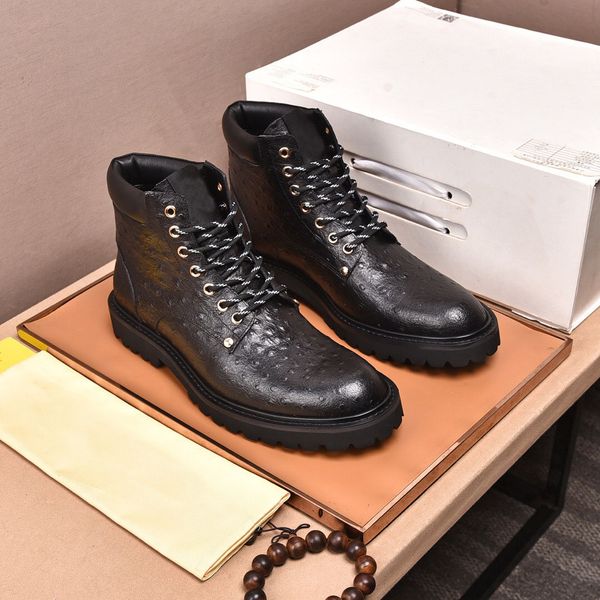 

men classic casual ankle martin boots trainers men brand designer genuine leather fashion outdoor motorcycle boots size 38-45, Black