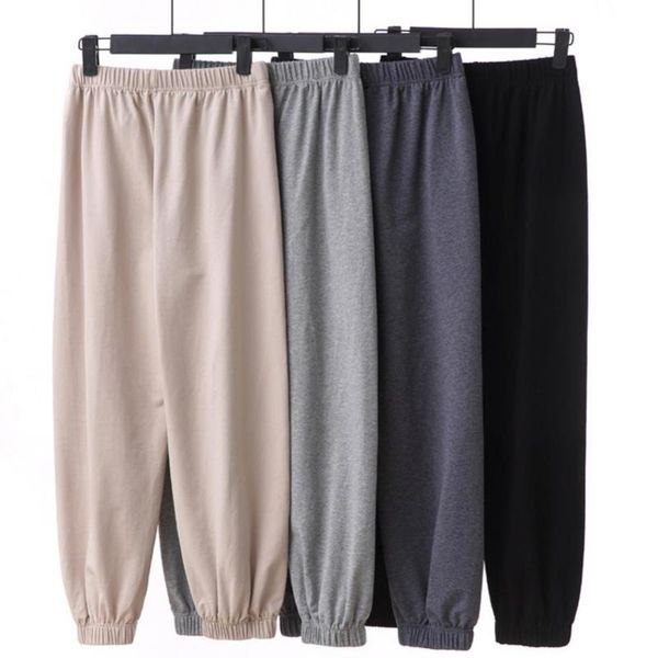 

women's pants & capris 80% 2021 women autumn solid color high waist cotton ankle tie warm sports trousers, Black;white