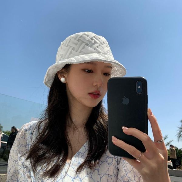 

wide brim hats travel foldable seaside straw hat korean college style sun protection beach female versatile fisherman basin, Blue;gray