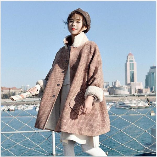 

women's wool & blends 2021 casual loose long woolen winter coats fashion coat and jacket pockets solid ladies casaco feminino z287, Black
