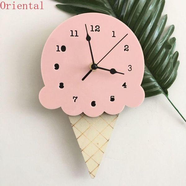 

nordic ins style ice cream sharped wall hanging clock cartoon silent non-ticking battery powered for children bedroom clocks
