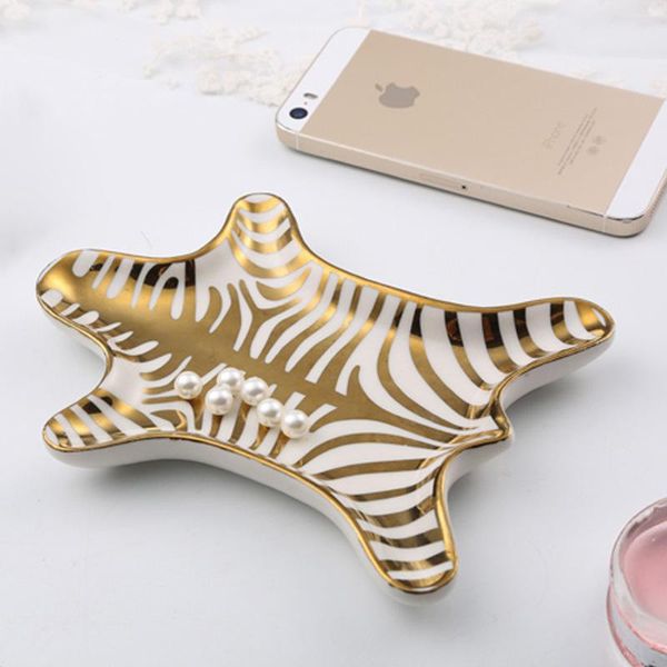 

kitchen storage & organization nodic jewelry plate ceramic home gold fashion living room decoration tablegifts and crafts