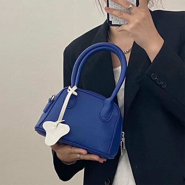 

designer blue lychee pattern bags soft waxy texture one shoulder portable small bag spring summer all-match crossbody handbag fashion trendy