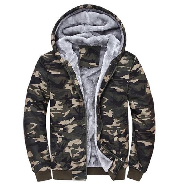 

winter camouflage hoodie sweatshirts wool liner fleece thicken men's coats thermal hooded windbreaker warm jackets 4xl 5xl 210813, Black