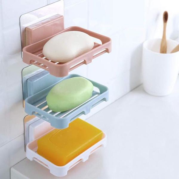 

soap dishes drain wall mounted sponge holder storage rack bathroom organizer kitchen hanging box