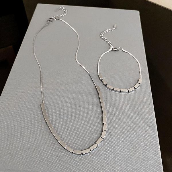 

pendant necklaces lovelink temperament irregular stainless steel chain square silver color necklace clavicle bracelet female