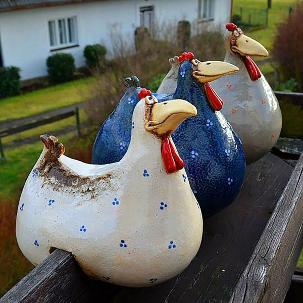 

craft tools funny big mouth chicken decor resin rooster garden statue yard art farm animal patio lawn decoratio