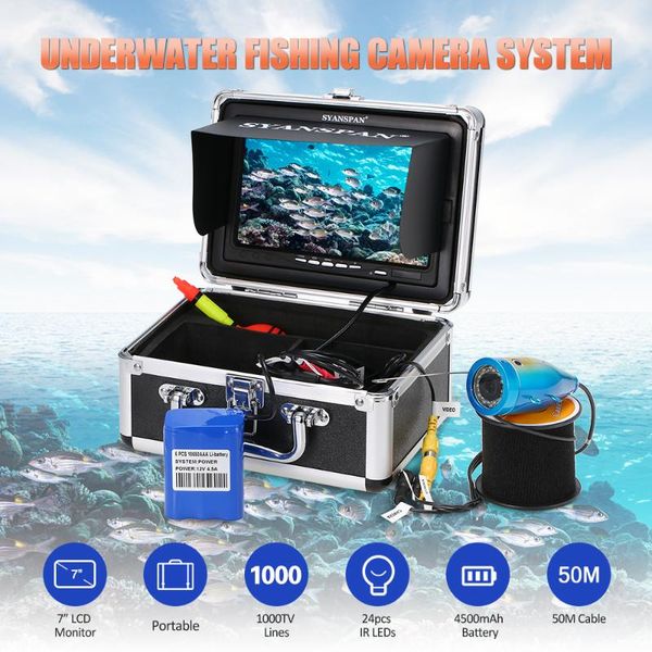 

7" inch fish finder 1000tvl waterproof underwater ice fishing camera kit 24pcs leds for lake boat deeper monitor