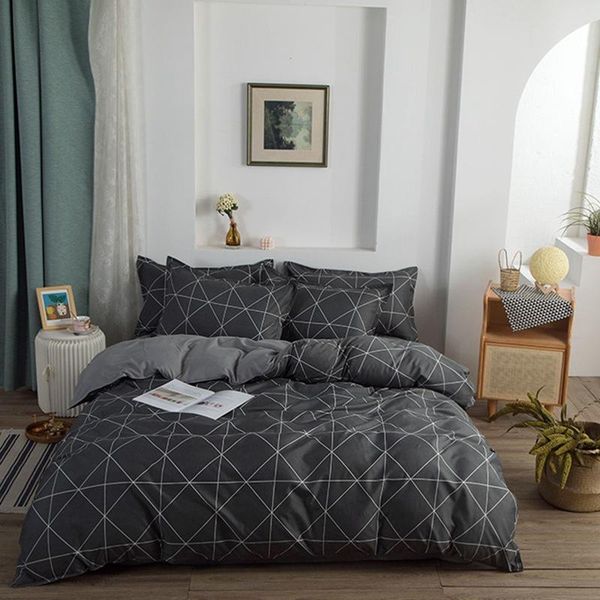 

bedding sets bed sheet pillowcase comforter cover duvet set 4 pieces grey rhombus pattern modern and stylish bedclothes oceania