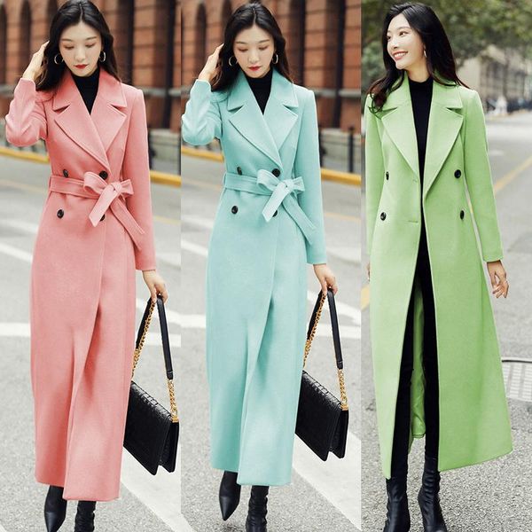 

women's wool & blends mid-length woolen coat womens clothing 2021 autumn winter korean fashion temperament retro double-sided jacket fe, Black