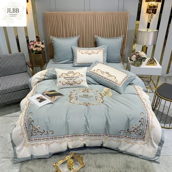 

bedding sets 60s egyptian cotton set 4/6/7pcs luxury  king size silky duvet cover bed sheet soft fitted pillowcase