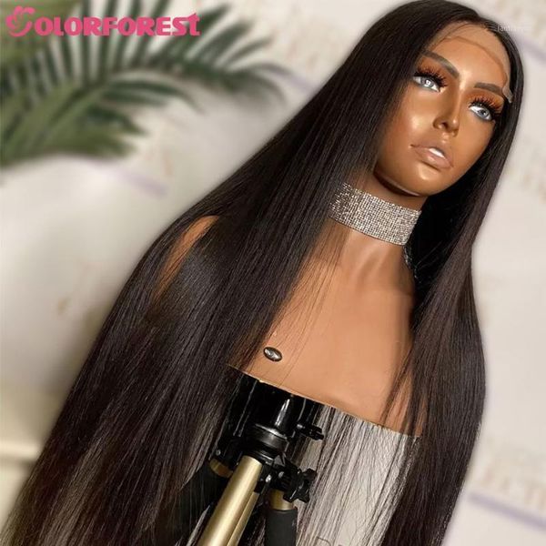 

remy straight hair lace front wigs brazilian closure wig pre plucked 100% human for black women1, Black;brown