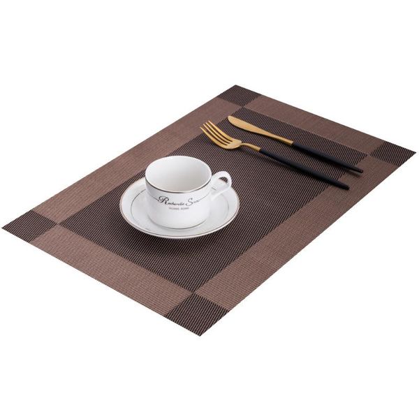 

mats & pads 4pcs gold placemats washable pvc dining table set weave mat diagonal frame teslin cloth disc bowl nonslip easy clean pad