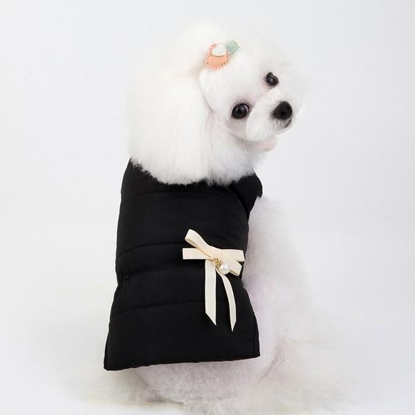 

dog apparel cold winter thicken clothes warm pet cloth cute slim padded ly design jacket with bow