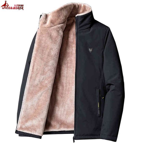 

plus size m~8xl winter et men middle-aged casual classic warm thick fce parkas coat male windbreaker jaqueta masculina, Black