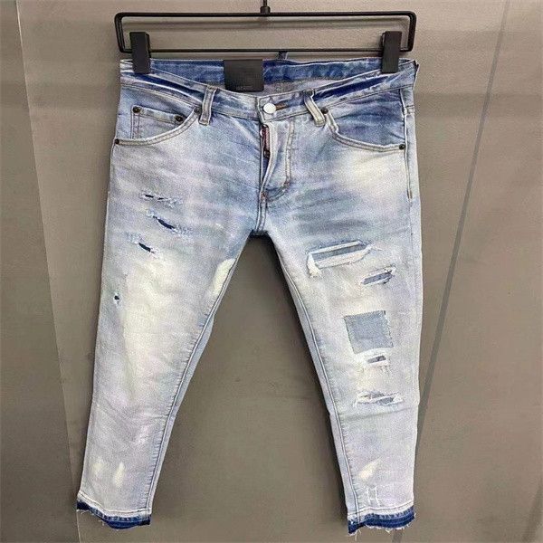 

patches detail biker fit jeans men slim motorcycle for mens vintage distressed denim jean pants @j6, Blue