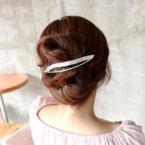 

rhinestone leaf wave shaped hair clips women black brown crystals clamps hairgrips hairpins headwear accessories jewelry1