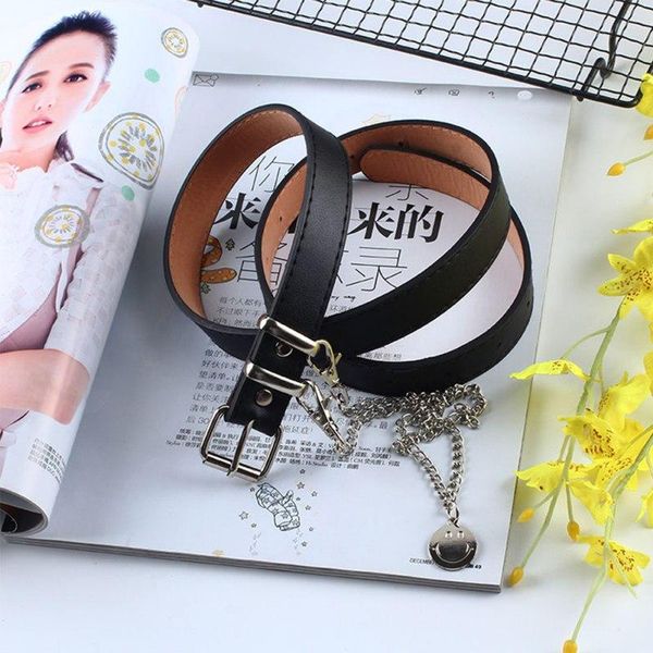 

belts fashion wild pu leather chain belt ladies casual commuter jeans solid color decorative, Black;brown