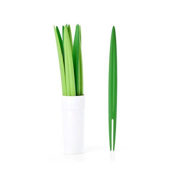 

pcs child dessert fruit fork creative bamboo leaves kitchen forks plastic toothpicks for children mini appetizers