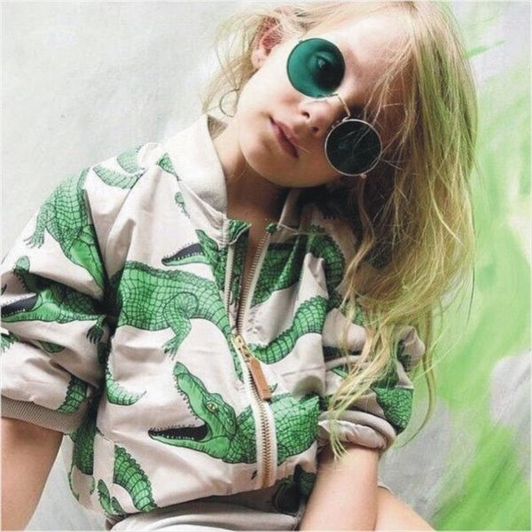 

boys girls coat children jacket crocodile print kids warm jackets autumn winter baby clothing outerwear, Blue;gray