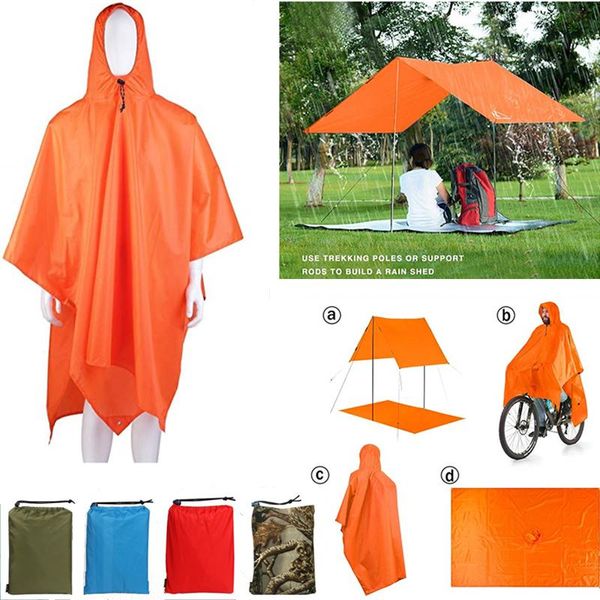 

raincoats multifunctional outdoor rain poncho backpack cover waterproof tent tarp shelter sunshade picnic blanket mat for camping