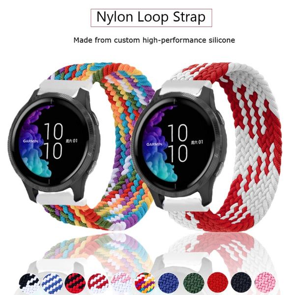 

watch bands nylon strap for garmin vivoactive 3 4 venu sq watchband braided elastic bracelets forerunner 245 645 loop, Black;brown