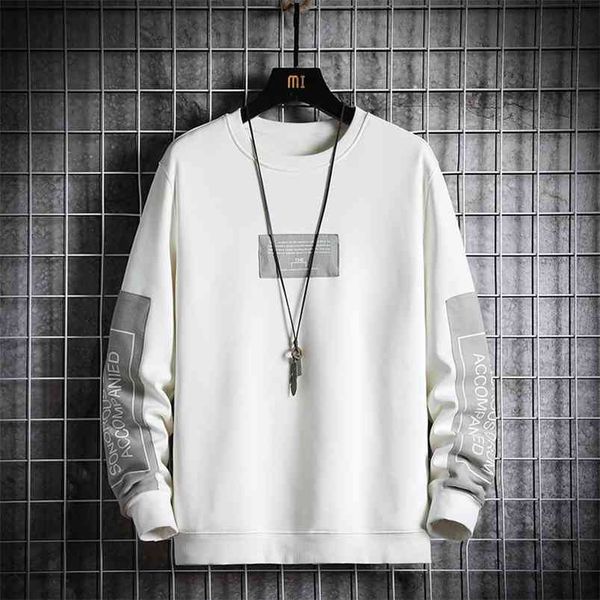 

men's sweatshirt crewneck shirt men casual hoodie harajuku high street fashion japan style long sleeve shirt spring and autumn 210728, Black