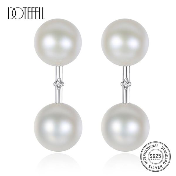 

dangle & chandelier doteffil drop earrings genuine natural freshwater 2 pearls 925 sterling silver pearl jewelry women wedding/party gift