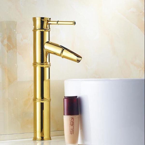 

bathroom sink faucets gold faucet pure copper european style plating bamboo festival art basin and cold water