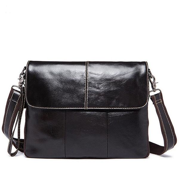 

genuine leather men's crossbody bag business flap shoulder cowhide messenger bags with strap 1211 fashion design