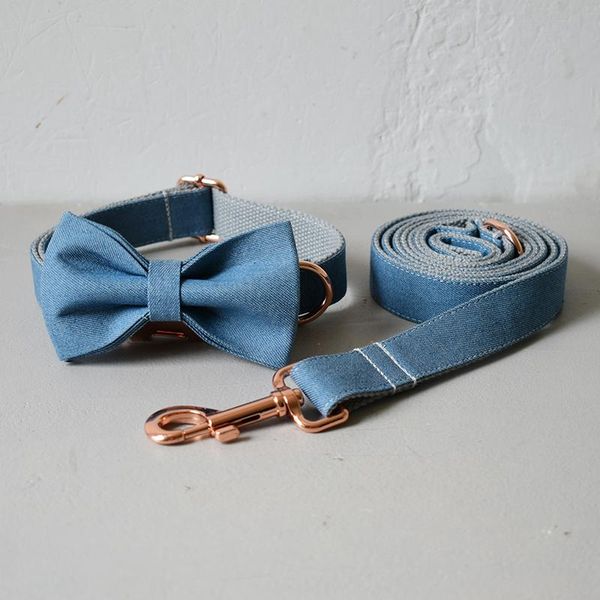 

dog collars & leashes collar personalized nylon pet leash denim adjustable for medium large dogs easy name tag