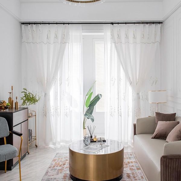 

curtain & drapes embroidery orchid grass head white gauze double layer of one body simple but elegant window