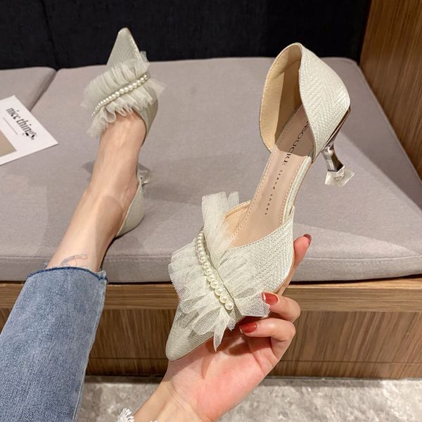 

luxury dress shoes 8876-12 pointed single sho women's summer 2021 net red korean version medium shallow mouth thin high heels pearl bel, Black