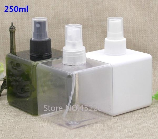 

storage bottles & jars 250ml square plastic clear cosmetic liquid spray bottle, empty clear/white/olive green portable travel fine mist tone